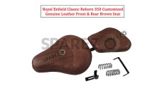 Royal Enfield New Classic Reborn 350 Customized Leather Front and Rear Brown Seat - SPAREZO